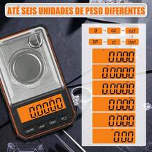 KIT com 4 Mini Balanças Digitais de Alta Precisão Profissional, Medição Exata de 0,001g a 50g, Equipamento Compacto e Versátil para Cozinha, Padaria e Laboratório, sem bateria - cor laranja - Visão 3