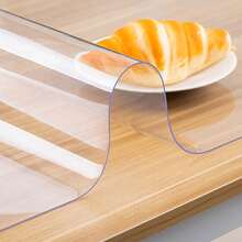 1pc Clear PVC Tablecloth, 1.0mm Thick, Durable, Scratch-Resistant, Desktop Protector, Suitable For Dining Tables, Kitchen Counters And Office Desktops, Multiple Sizes Available - Transparent - View 2