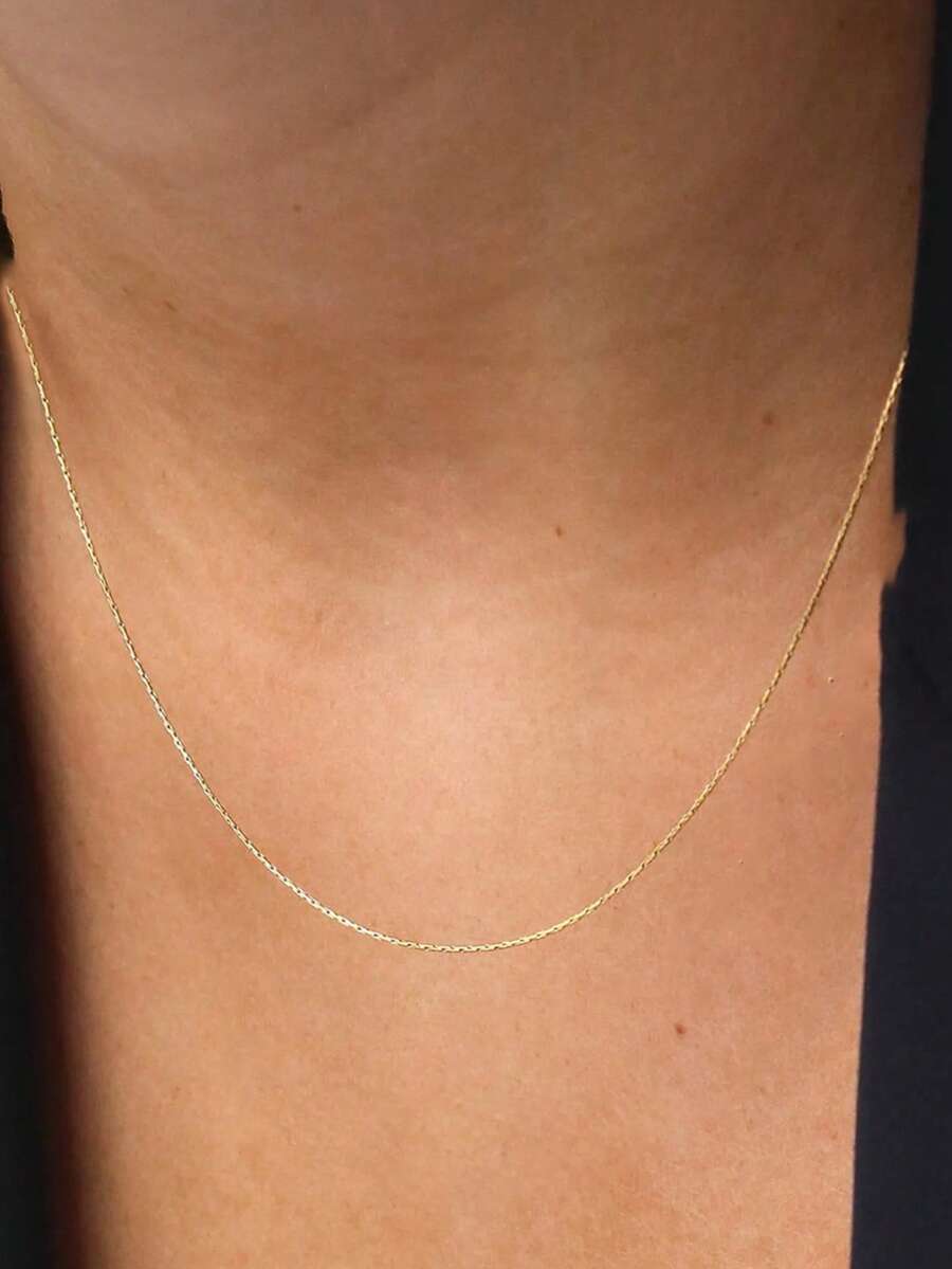 1pc Stainless Steel Chain Necklace Minimalist Thin Chain Stacked Necklaces For Women - Necklace - View 1