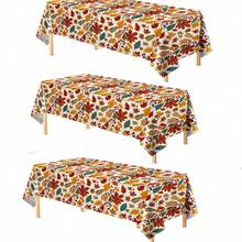 1pc/3pcs Autumn Maple Leaf Theme Disposable Plastic Tablecloth, Full Rich Autumn Leaf Print, Warm Tones Create Autumn Atmosphere, Suitable For Thanksgiving, Autumn Gatherings, Outdoor Dining Table Decor 137*274cm - Multicolor - View 7