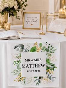 Custom Couple's Table Runner With Personalized Text Engraving - Elegant Wedding Decor Newlyweds Table Keepsake Gift For Weddings & Proms - Multicolor - View 2