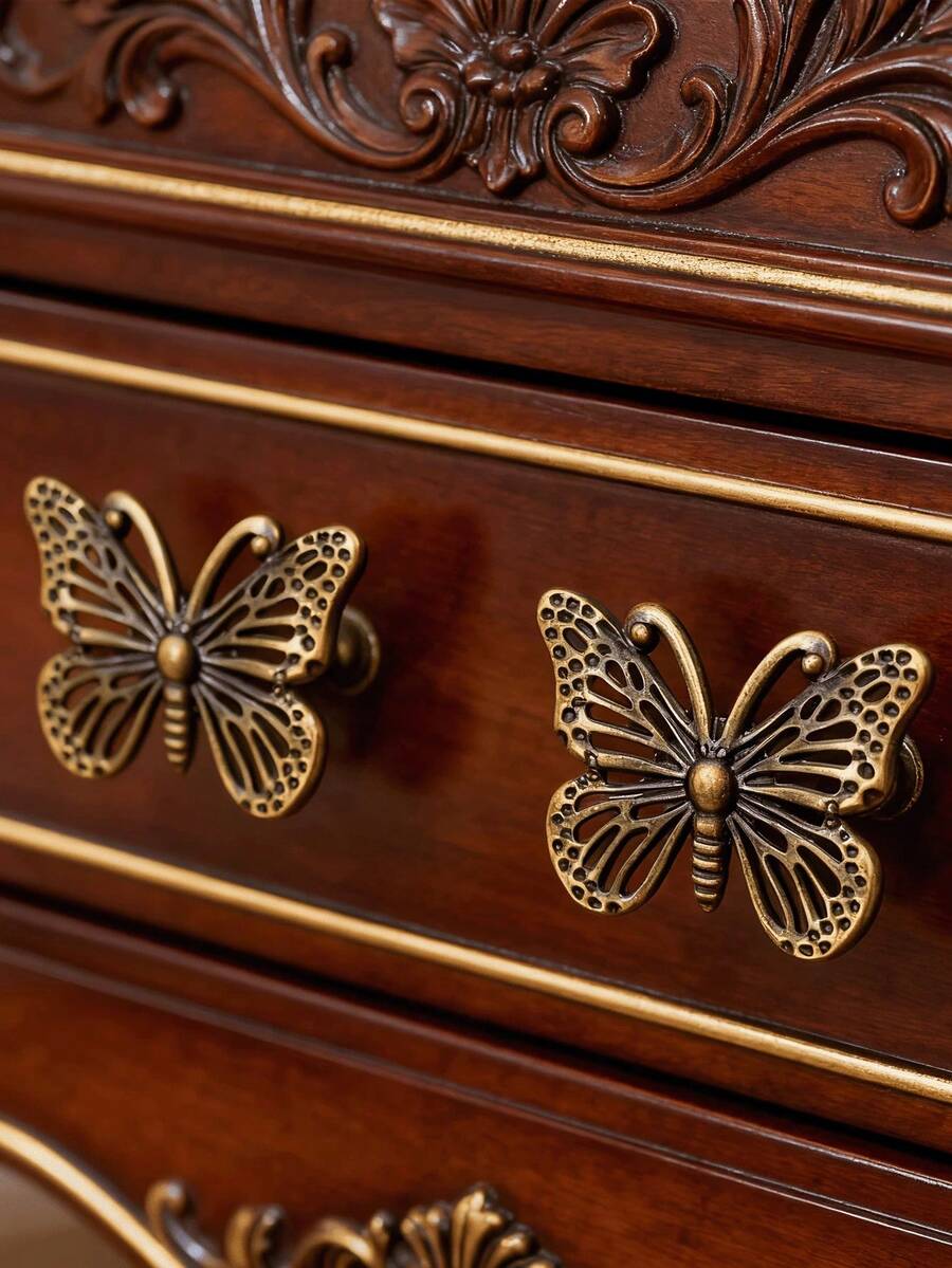 20/10/8/6/2pcs Vintage Butterfly Drawer Pulls - Square Zinc Alloy With Hole Design, Suitable For Dresser, Wardrobe, Jewelry Box And Decorative Cabinet, Includes Installation Screws - Multicolor - View 1