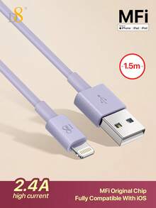 D8 MFi 認證 Lightning 數據線，(可選 0.25M/1M/1.5M/2M) TPE USB A 轉 Lightning 手機充電線，USB 2.0 Lightning 充電線，2.4A 快充，相容於 14 Pro/13 Mini/13/12/11 Pro MAX/XR/XS/8/7/Plus/6S/SE，節日禮物 情人節禮物 聖誕禮物，秋冬露營度假必備旅行配件 - 紫色 - 查看 14