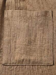 glestore Men's Vintage "Old Money Style" 100% Pure Cotton Double-Layer Pleated Shorts, Suitable For Casual, Vacation And Home Wear, Versatile - Brown - View 8