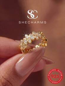 1pc S925 Sterling Silver Marquise Stackable Ring, Women's Eternity Ring, Exquisite Jewelry Gift - Horse-eye Stacked Rings - View 1