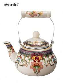 choxila 1pc Enamel Kettle, Large Capacity, Suitable For Gas Stove And Induction Cooktop - Pomegranate Flower Enamel Pot - View 4