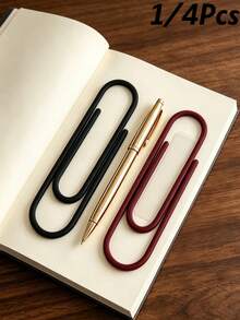 1/4PCS Printing Bookmarks In Dopamine Colors. Stylish Design Lightweight Bookmark. Portablesolid Color Paperclip Bookmark. Durable Reading Bookmark. Clip Shape Book Marks For Students. Bright Colorpage Markers For Office School Supplies. - Multicolor - View 2