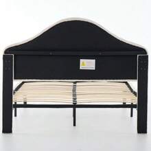 Upholstered Platform Bed Frame In Full Size With Adjustable Headboard, Velvet Single Bed With Wooden Slat Base, No Box Spring Needed, Easy Assembly, 140x200 Cm - 米色 - 查看 8
