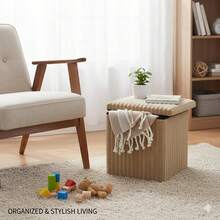 Aafan Ottoman Storage Box Chest With Lid | 38X38X38cm Ottoman Blanket Box Seat | Foldable Storage Bench Footstool Toy Box For Living Room Hallway - Mink (Small) - View 5