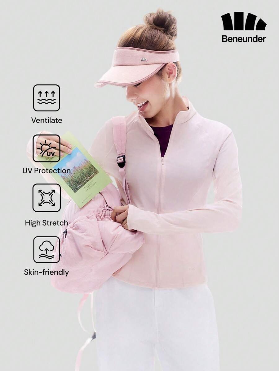 Beneunder Women's Cooling Quick-Dry Sun-Protective Jacket (Slim Fit, Stand Collar) AL013 - Pink - View 1