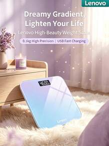 Lenovo Timbangan badan ultra tipis gradasi warna pink dan ungu, dapat diisi ulang melalui USB, timbangan badan presisi tinggi, wajib dimiliki untuk menurunkan berat badan di rumah dan asrama. - View 8