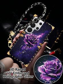 Purple Foil Embossed Glitter + Wrist Strap