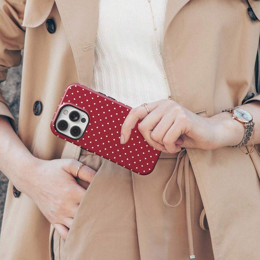 Cherry Red Polka Dot Phone Case, Compatible With IPhone17/IPhone16/15/14/IPhone13/12/11 Pro Max - 白色2 - 查看 1