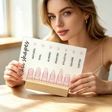 1pc Rectangular Acrylic Nail Shape Display Board, Artificial Nail Sample Color Card Holder With Base, Nail Art Work Color Card, DIY Salon Photography Prop Background, Nail Shape Display Rack - Multicolor - View 6