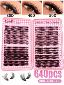 Waloshow Multi-Style 640 30D+40D+50D/10D 20D DIY Faux Mink Eyelashes - High-End D Curl Natural Voluminous Single Eyelashes, Suitable For DIY Eyelash Extensions - Reusable, Lightweight And Easy To Apply - C - View 9