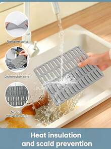 3/1pc Foldable Split Silicone Sink Mat, Hollow Layout Design With Built-In Drainage Channels To Quickly Guide Water Into The Sink. Raised Textured Surface Provides Stable Anti-Slip Effect And Heat-Resistant Properties, Suitable For Insulation And Heat Protection. Can Be Used As Sink Liner, Dish Drying Rack, Table Mat, Suitable For Various Kitchen Scenarios. Ideal Gift For Home Enthusiasts, Available In Gray, Black, Red And Other Color Options To Match Different Cabinet Decor Styles. - Multicolor - View 1