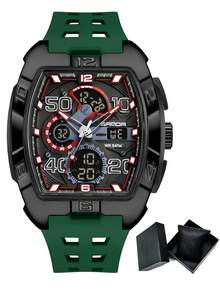 SANDA. SANDA Barrel-Shaped Sports Watch, Multifunction Casual Electronic Watch, Waterproof, Dual Display, Luminous, Alarm, Men's Watch - one-size - View 17