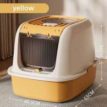 1pc Double-Leak Design Flip-Top Cat Litter Box, Plastic Covered Cat Litter Box For Small, Medium, Large Cats; Enclosed Small Cat Litter Tray Toilet With Scoop - one-size - View 6