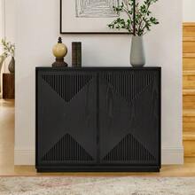Mid-Century Modern V-Shaped Storage Cabinet, Sideboard With Storage - 黑色 - 查看 1