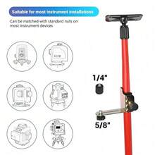 5/8" Bracket & 1/4" Adaptor Nut Telescopic Level Support Rod, 115–300cm Length Adjustable Extendable Pole – Heavy Duty Extension Bar For Laser Level Mounting, Surveying And Construction Site Use - A - View 2
