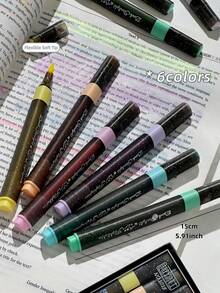 6pcs Aurora Glitter Highlighter, Dark Starlight Sparkle Highlighter Set, Triangular Barrel, Flexible Soft Tip, For Journal, Doodling, Back To School - Multicolor - View 4