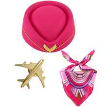 3pcs Women Flight Attendant Costume Accessories, Flight Attendant Hat With Air Stewardess Cosplay Costume Accessories For Halloween - Multicolor - View 12