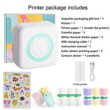 PRINHSJI Wireless Mini Printer, Portable Thermal Inkless Printer With 9 Rolls Paper, Study Sticker Maker For Pictures, Photos, Journals, DIY, Compatible With IOS & Android - Multicolor - View 16