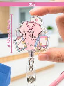Customizable Retractable Nurse Badge Holder, Personalized Acrylic Text Badge Holder, Suitable For Nurses, Registered Nurses, Medical Students And More - Multicolor 1 - View 5