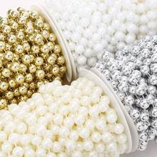 8mm 2Yard Christmas Bead Chain Golden Silvery Xmas Acrylic Pearl Beads Garland Christmas Tree Garland Chain Decorations For Xmas Tree Holiday Wedding DIY Decoration Supplies - Beaded Necklace - View 7