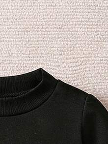 Baby Boy Letter Print Crew Neck Sweatshirt And Sweatpants Casual Set - Black - View 3