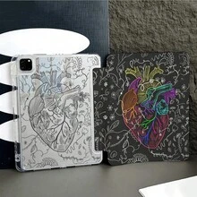 1件心臟解剖圖案透明背板平板保護殼，附筆槽、多角度支架，相容 iPad 10.9/10.2/Air 5th Gen/Pro 11/10th Gen/9.7/Air 2/7th Gen/8th Gen/Air 4/5/Air 13/11(M3 2025)/11(A16 2025)，相容 OPPO Pad，相容 MatePad，相容 Honor Pad - 彩色 - 查看 8