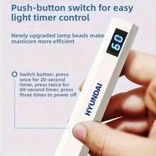 HYUNDAI Secador de uñas portátil y mini, lámpara de uñas recargable y portátil, secador de uñas UV/LED con pantalla digital, luz de secado rápido de uñas, adecuado para uso diario al aire libre - Blanco - Ver 2