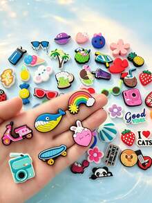 20/30/50/100pcs Cute Shoe Charms DIY Clogs Sandals Accessories, Removable Kawaii Shoe Decorations Party Favors Gift Accessories - Multicolor - View 4