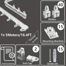 1 Set - Flexible Bendable Ceiling Curtain Track, 6.6ft/9.8ft/13.1ft/16.4ft Install Track With Curtain Track System, Room Divider, Curtain Rod, RV Ceiling Track For Curtains, White - White - View 16