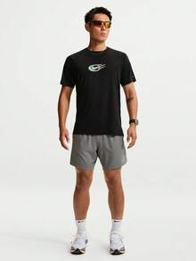 Nike Men's AS M NK DFADV STRIDE UNSTP SS Short Sleeve T-Shirt Knit Collarless Short TIO1418-010 - Black - View 6