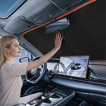 Pelindung Matahari Kaca Depan Mobil, Desain Penyimpanan Praktis, Tidak Perlu Pengeboran, Pas Sempurna di Seluruh Tepi, Dilengkapi dengan Kain Penghalang Cahaya Reflektif Kepadatan Tinggi, Melindungi Interior Mobil, Efektif Menghalangi Sinar Matahari - Beraneka warna - View 2