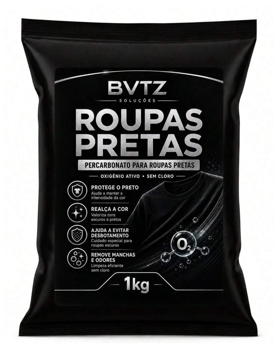 Percarbonato De Sodio Para Roupas Pretas E Escutas Revitaliza A Cor Não Desbota - Em pó - Visão 1