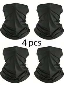 4pcs/1 Neck Gaiter Face Mask Scarf, Breathable Sun Protection Windproof, Suitable For Skiing, Fishing And Other Outdoor Activities, Cool And Comfortable, Unisex, UV Protection, Soft Windproof, Suitable For Hiking, Cycling, Running And Other Sports. - Black - View 2