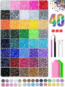 Juego de strass de resina AB de 3 mm de colores mixtos con base plana tipo gelatina para ropa y teléfono, adecuado para manualidades DIY y regalo del Día de la Madre, 40 colores vibrantes para crear un ambiente brillante en el dormitorio - Multicolor - Ver 9