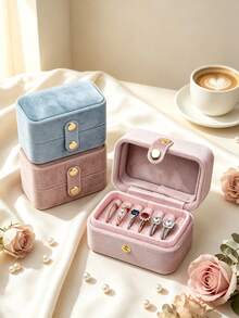 1pc Velvet Multi-Slot Ring Box Wedding Jewelry Box Storage Packaging Box Mini Earring Box, Jewelry Box Earring Storage Box Luxury Display Box - Multicolor - View 6