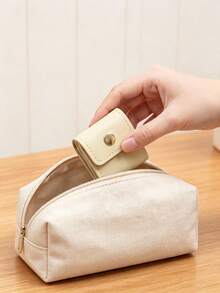 Women's Portable Foldable Jewelry Roll Coin Purse, Mini Snap Jewelry Organizer Bag With 4 Compartments, Travel Earring Necklace Storage Bag/Coin Wallet, 5 Multi-Color Options For Daily Commute, Business, Vacation, Suitable For Necklaces, Rings, Ideal For Anniversary, Gift Bag, Christmas Gift - Multicolor - View 3