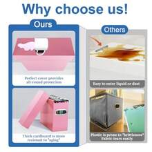 File Organizer Box With Lid And Handle, Thickened Cardboard Hanging File Folder Storage Boxes For Letter Size, Portable Filing Organizer For Office, Home, Classroom - Pink - View 6