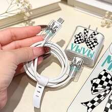 1組豹紋唇形設計Apple數據線充電器保護套，相容Apple 18-20W充電器，防斷裂防刮保護殼 - 彩色 - 查看 5