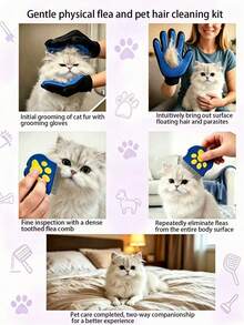 Dog & Cat Grooming Kit, Includes Multi-Functional Stainless Steel Dog Comb & Pet Hair Remover Massage Glove,Supplies For Dogs And Cats, Effectively Removes Loose Hair And Fleas - Multicolor - View 3