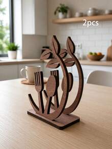 Wooden Leaf Napkin Holder, Rustic Natural Wood Napkin Decor Rack With Leaf Hollow Pattern, Suitable For Kitchen, Dining Room, Cafe, Restaurant, Home Country Style Wooden Napkin Holder, Natural Forest Style Napkin Holder - Multicolor - View 13