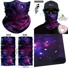 Seamless Bandana Rave Face Mask Women Men For Dust Wind Sun Protection - Starry Sky Deep Purple - View 7