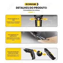 Chave De Fenda Elétrica Duas Formas Com 12 Peças Luz 3.6v Recarregável Bomvink - Entrada do Brasil (127V) - Visão 7