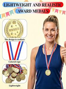 18/12/6/1pc Plastic Gold Champion Medal Bulk Pack, Suitable For Sports, Back To School, Game Competition, Party Favors And Decoration - Multicolor - View 6