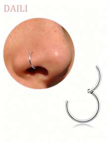 DAILI 1pc Seamless Hoop Nose Ring 316L Stainless Steel Septum Clicker Ring Snail Ear Piercing Jewelry Cartilage Ring Hypoallergenic - 1 Seamless Ring - View 26