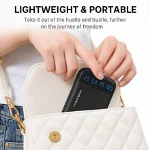 10000mAh Portable Power Bank With LED Digital Display, Slim USB-C Input & Output External Battery Charger, Lightweight Backup Battery Pack For Daily Travel And Multiple Devices - Black - View 5